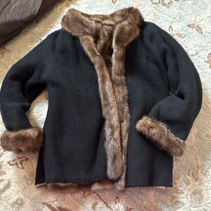 EUC Agnona reversible mink cashmere sweater coat